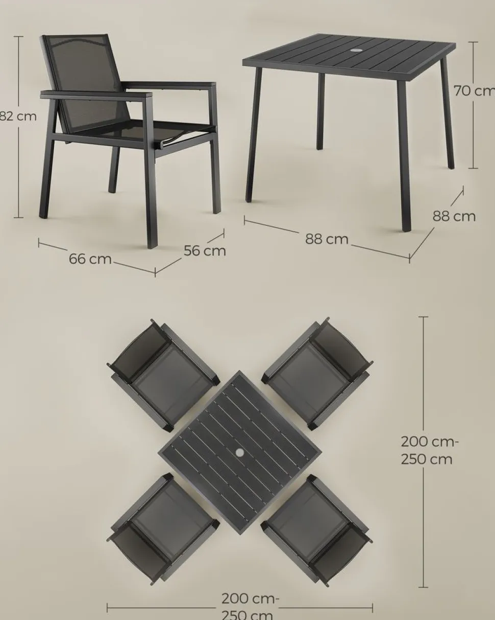 Gartenmöbel-Sets<SONGMICS Gartenmöbel-Set 4 Stühle mit Tisch