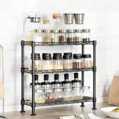 Küche & Esszimmer|Küchenregale<SONGMICS Gewürzregal mit 3 Ebenen schwarz