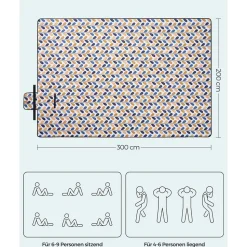 Picknickdecken<SONGMICS Große Picknickdecke 300 x 200 cm für Strand Bunt