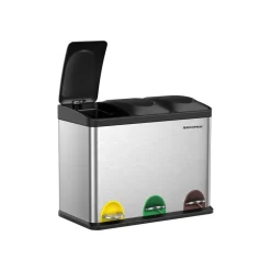 Küche & Esszimmer|Mülleimer<SONGMICS Großer Mülltrenner 45 Liter (3 x 15 L)