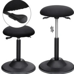 Arbeitshocker<SONGMICS Höhenverstellbarer Bürohocker Schwarz