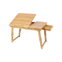 Laptopständer<SONGMICS Höhenverstellbarer Laptoptisch Bambus Holzfarbe
