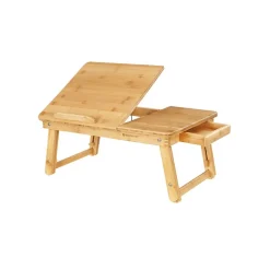 Laptopständer<SONGMICS Höhenverstellbarer Laptoptisch Bambus Holzfarbe