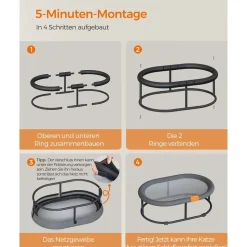 Hundebetten<SONGMICS Hängematte für Katzen und Hunde bis 8kg Grau