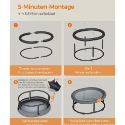 Hundebetten<SONGMICS Hängematte für Katzen und Hunde bis 8kg Grau