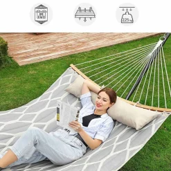 Hängematten<SONGMICS Hängematte graue und beige Rauten