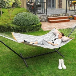 Hängematten<SONGMICS Hängematte graue und beige Rauten