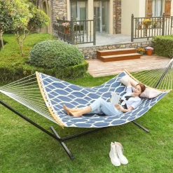 Hängematten<SONGMICS Hängematte graue und beige Rauten