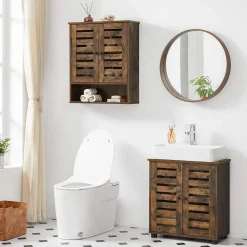 Badezimmer|Badezimmerschränke<SONGMICS Hängeschrank mit 2 Türen Vintagebraun