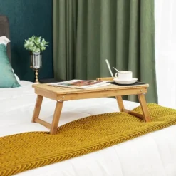 Laptopständer<SONGMICS Hochklappbarer Laptoptisch Bambus