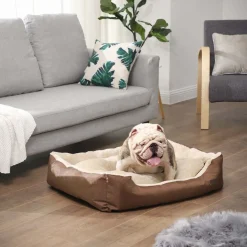 Hundebetten<SONGMICS Hundebett mit Wendekissen 85 cm Braun