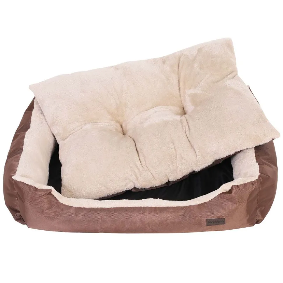 Hundebetten<SONGMICS Hundebett mit Wendekissen 85 cm Braun
