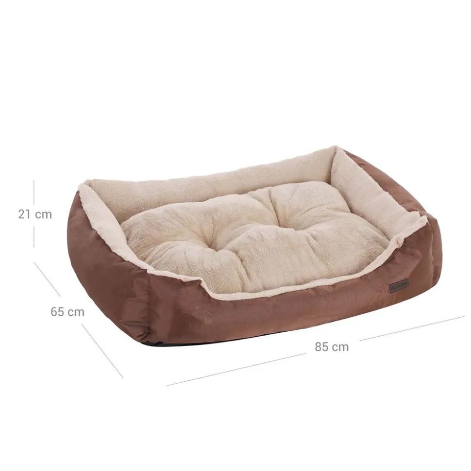 Hundebetten<SONGMICS Hundebett mit Wendekissen 85 cm Braun