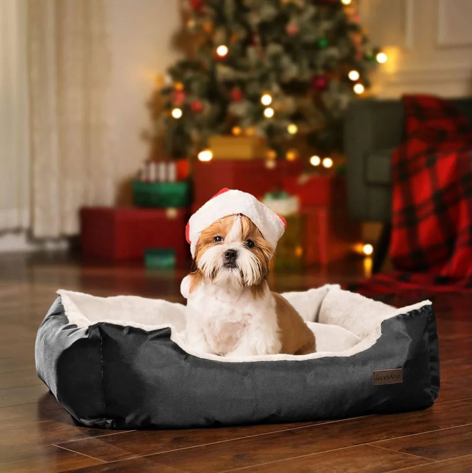 Hundebetten<SONGMICS Hundebett mit Wendekissen 85 cm Braun