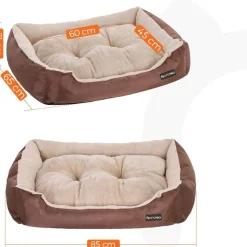 Hundebetten<SONGMICS Hundebett mit Wendekissen 85 cm Braun