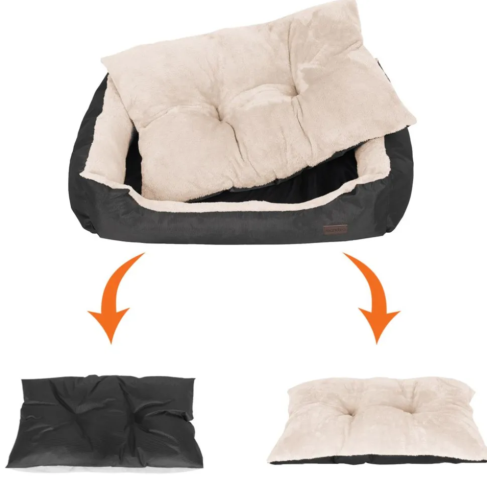 Hundebetten<SONGMICS Hundebett mit Wendekissen 85 cm Braun