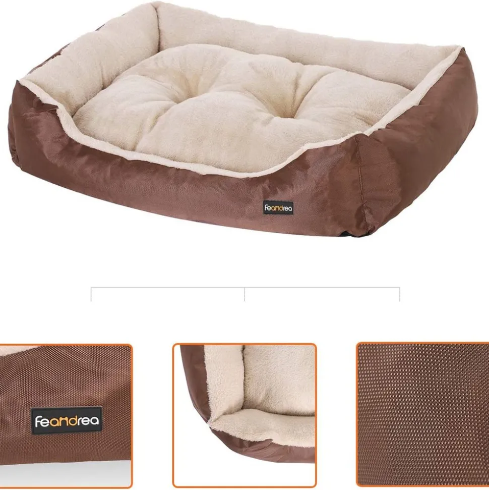 Hundebetten<SONGMICS Hundebett mit Wendekissen 85 cm Braun