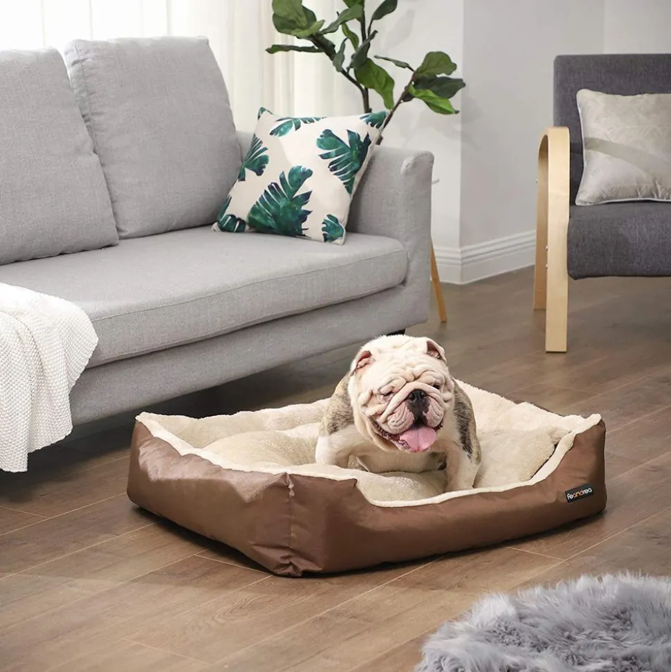 Hundebetten<SONGMICS Hundebett mit Wendekissen 85 cm Braun
