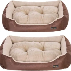 Hundebetten<SONGMICS Hundebett mit Wendekissen 85 cm Braun