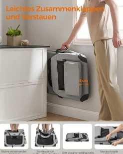 Transportboxen|Hundekäfige<SONGMICS Hundebox L aus Oxford-Gewebe mit Griffen Rauchgrau