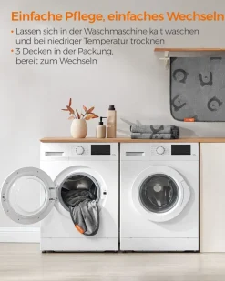 Transportboxen|Hundebetten<SONGMICS Hundedecke 3er Set XS waschbar schiefergrau