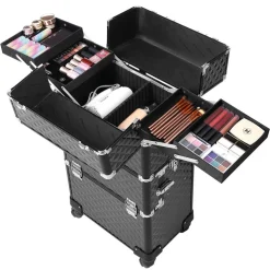 Kosmetikkoffer<SONGMICS 3-in-1 Make-up-Trolley Schwarz