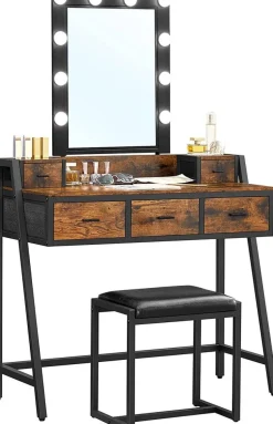 Schlafzimmer|Schminktische<SONGMICS Industrie-Design Schminktisch mit Hocker