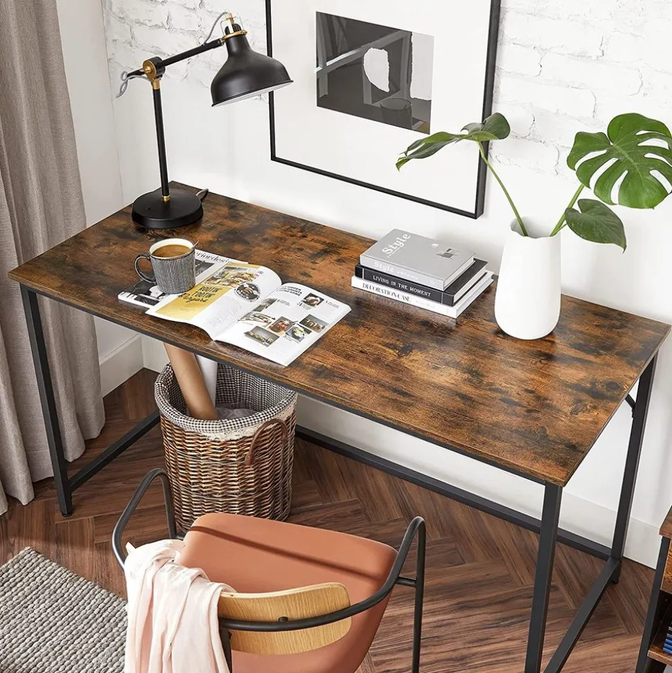 Computertische<SONGMICS Industrie-Design Schreibtisch Vintagebraun-Schwarz