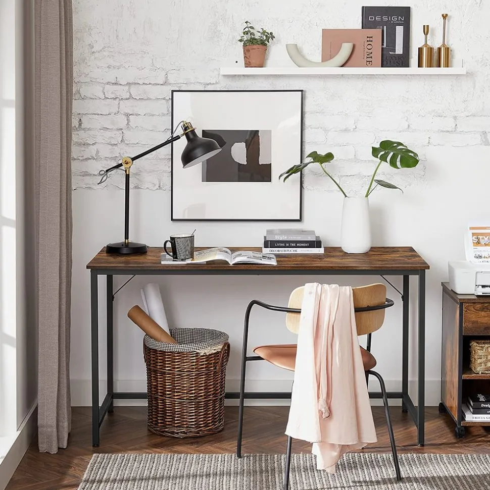 Computertische<SONGMICS Industrie-Design Schreibtisch Vintagebraun-Schwarz