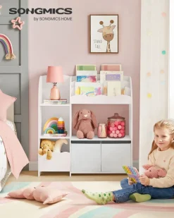 Bücherregale|Bücherregale<SONGMICS Kinderregal mit 2 Boxen für Spielzeug und Bücher wolkenweiß