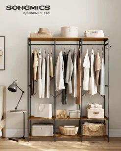 Kleiderschränke<SONGMICS Kleiderschrank offen abnehmbare Haken vintagebraun