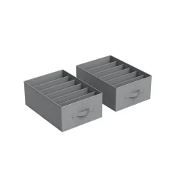 Aufbewahrungsbeutel<SONGMICS Kleiderschrank-Organizer 6 Fächer 2er Set taubengrau