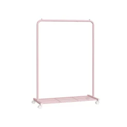Kleiderständer<SONGMICS Kleiderständer 91 cm breit auf Rollen pastellrosa