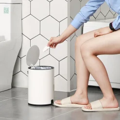 Küche & Esszimmer|Badezimmer<SONGMICS Kleiner Mülleimer fürs Bad 3 L Weiβ