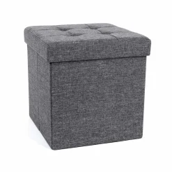Betttruhen|Sitztruhen<SONGMICS Kleiner Sitzwürfel Dunkelgrau meliert