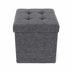 Betttruhen|Sitztruhen<SONGMICS Kleiner Sitzwürfel Dunkelgrau meliert