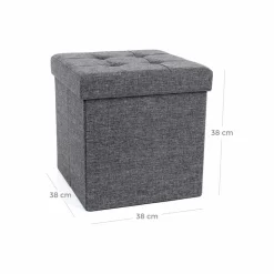 Betttruhen|Sitztruhen<SONGMICS Kleiner Sitzwürfel Dunkelgrau meliert