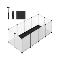 Freigehege<SONGMICS Kleintiergehege mit Bodenplatten 125 x 63 x 42 cm