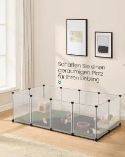 Freigehege<SONGMICS Kleintiergehege mit Bodenplatten 125 x 63 x 42 cm