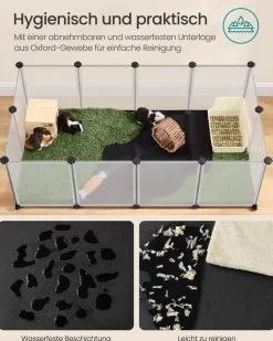 Freigehege<SONGMICS Kleintiergehege mit Bodenplatten 125 x 63 x 42 cm