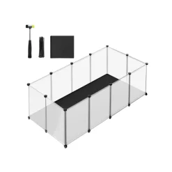 Freigehege<SONGMICS Kleintiergehege mit Bodenplatten 125 x 63 x 42 cm