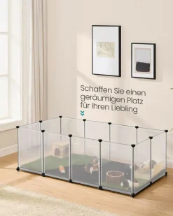 Freigehege<SONGMICS Kleintiergehege mit Bodenplatten 125 x 63 x 42 cm