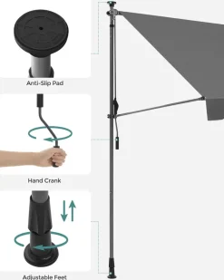 Senkrechtmarkisen<SONGMICS Klemmmarkise 250 x 130 cm