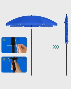 Sonnenschirme<SONGMICS Knickbarer Sonnenschirm Blau