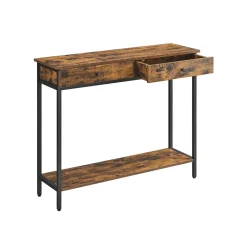 Konsolentische|Konsolentische<SONGMICS Konsolentisch mit 2 Schubladen und Stahlgestell vintagebraun-schwarz