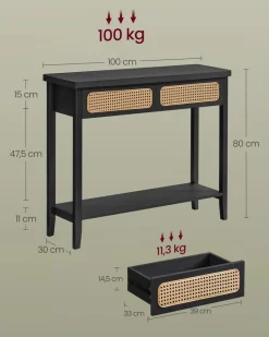 Beistelltische|Konsolentische<SONGMICS Konsolentisch mit 2 Schubladen Boho-Stil