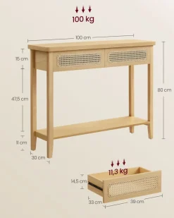 Beistelltische|Konsolentische<SONGMICS Konsolentisch mit 2 Schubladen Boho-Stil
