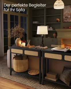 Beistelltische|Konsolentische<SONGMICS Konsolentisch mit 2 Schubladen Boho-Stil