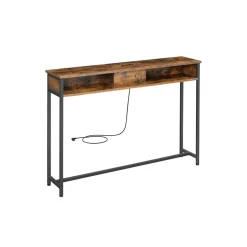 Beistelltische|Konsolentische<SONGMICS Konsolentisch mit Steckdosen platzsparend vintagebraun-tintenschwarz