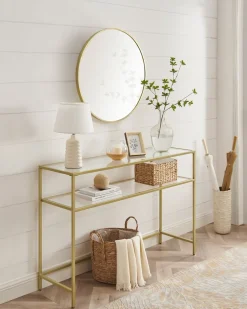 Konsolentische|Konsolentische<SONGMICS Konsolentisch modern verstellbar goldfarben-transparent Goldfarben + Transparent